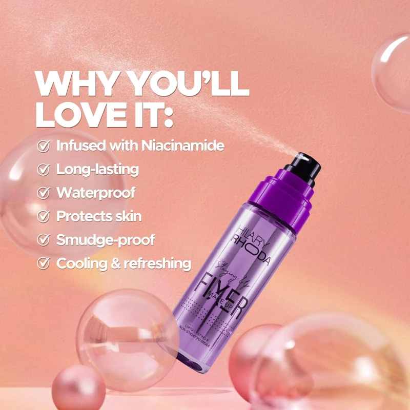 Hilary Rhoda Staying Up Makeup Fixer Spray | Long-Lasting Setting Spray with Niacinamide | Smudge-Proof, Waterproof & Hydrating Formula | Non-Sticky Finish | 105ml thumbnail 6